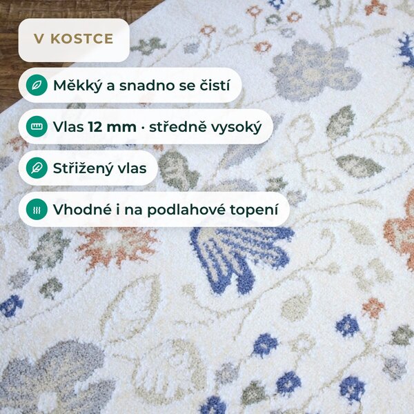 Angel Carpet, Kusový koberec Aurora 25 Cream, 80x150, biela, kancelária