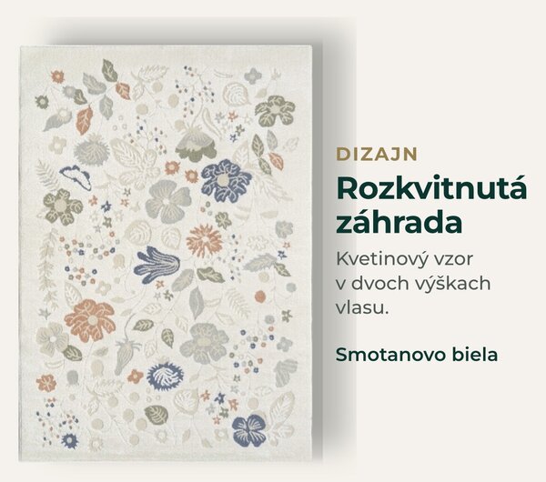 Angel Carpet, Kusový koberec Aurora 25 Cream, 80x150, biela, kancelária