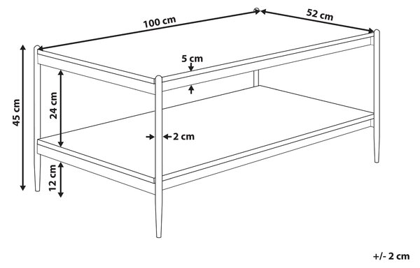 Konferenčný stolík tmavé drevo a čierna MDF kovový rám 100 x 52 x 45 cm moderný dizajn s policou industriálny štýl