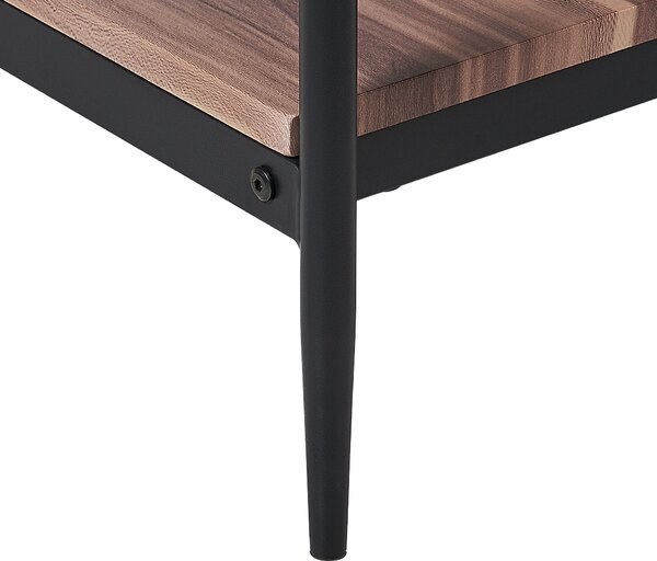 Konferenčný stolík tmavé drevo a čierna MDF kovový rám 100 x 52 x 45 cm moderný dizajn s policou industriálny štýl