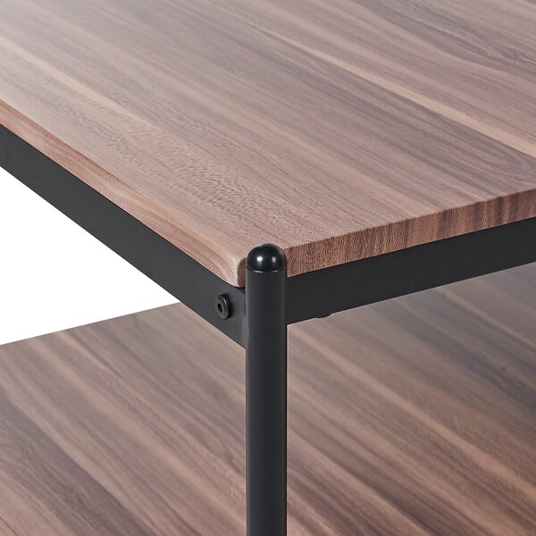 Konferenčný stolík tmavé drevo a čierna MDF kovový rám 100 x 52 x 45 cm moderný dizajn s policou industriálny štýl