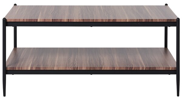 Konferenčný stolík tmavé drevo a čierna MDF kovový rám 100 x 52 x 45 cm moderný dizajn s policou industriálny štýl
