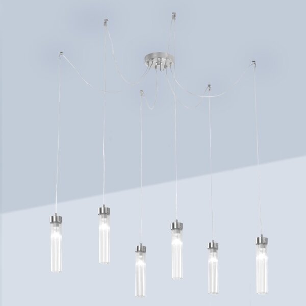 Kolarz 6009.30650 - Luster na lanku RAGGIO 6xE14/25W/230V pavúk striebro