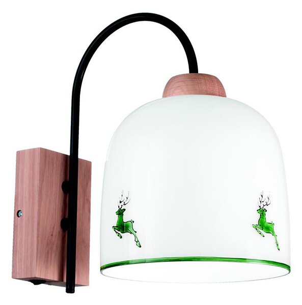 Kolarz A1352.61.G.100-Nástenná lampa NONNA 1xE27/60W/230V jelene dub/biela/zelená