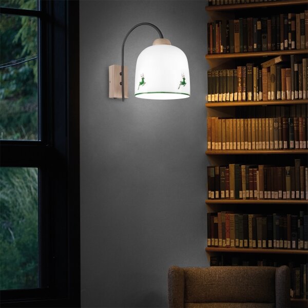 Kolarz A1352.61.G.100-Nástenná lampa NONNA 1xE27/60W/230V jelene dub/biela/zelená