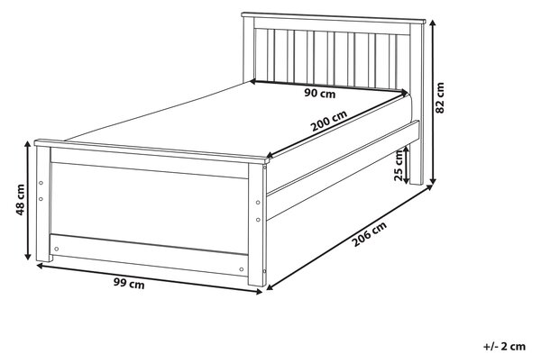 Posteľ biela borovicové drevo MDF 90 x 200 cm s čelom minimalistický škandinávsky štýl spálňa detská izba