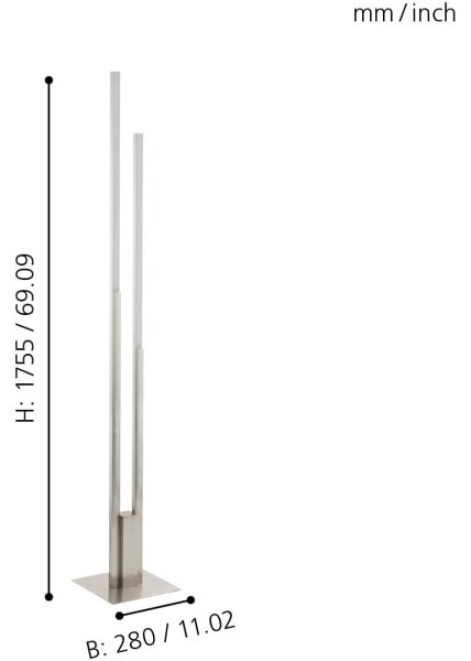 Eglo 55972 - stmievateľná LED RGBW stojacia lampa FRAIOLI-C LED/34W/230V matný chróm + diaľkové ovládanie