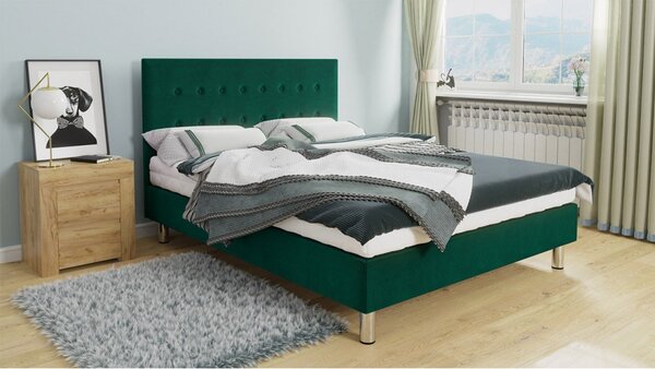 Čalúnená manželská posteľ 140x200 NECHLIN 3 - zelená