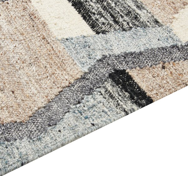 Kelímový koberec viacfarebný vlna a bavlna 200 x 300 cm ručne tkaný vzor boho patchwork so strapcami