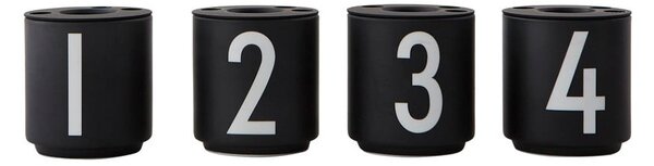 Súprava 4 čiernych porcelánových svietnikov Design Letters Mini