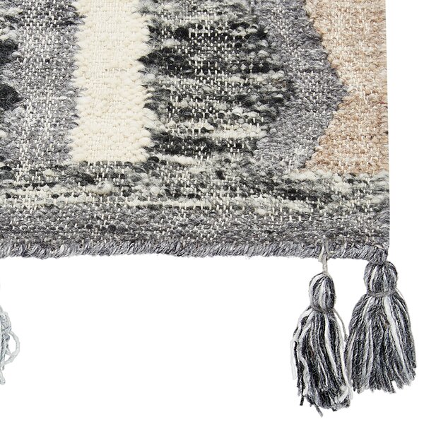 Kelímový koberec viacfarebný vlna a bavlna 200 x 300 cm ručne tkaný vzor boho patchwork so strapcami