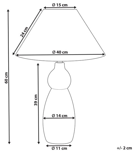 Stolná lampa tmavomodrý keramický podstavec biele látkové tienidlo nočná lampa obývačka spálňa