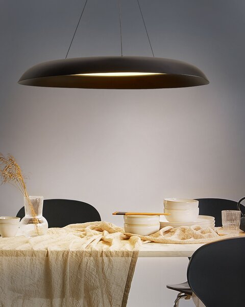 Závesná lampa čierna kov integrované LED svetlo okrúhly tvar visiaca moderný glamour štýl obývačka jedáleň