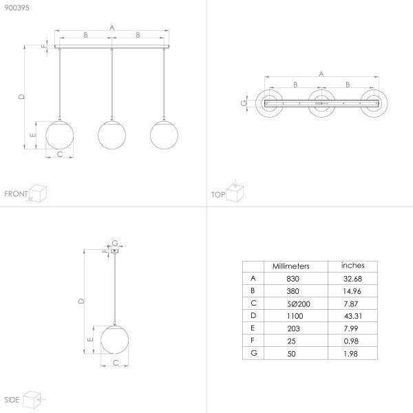 Eglo 900395 - Luster na lanku RONDO 3xE27/40W/230V