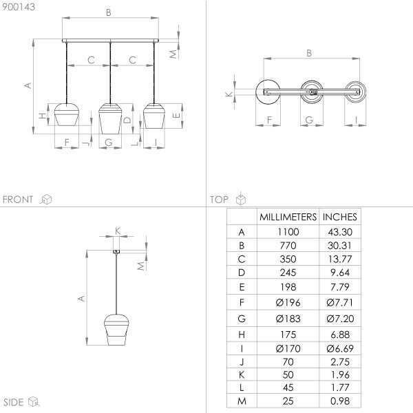 Eglo 900143 - Luster na lanku CAMBAITO 3xE27/40W/230V