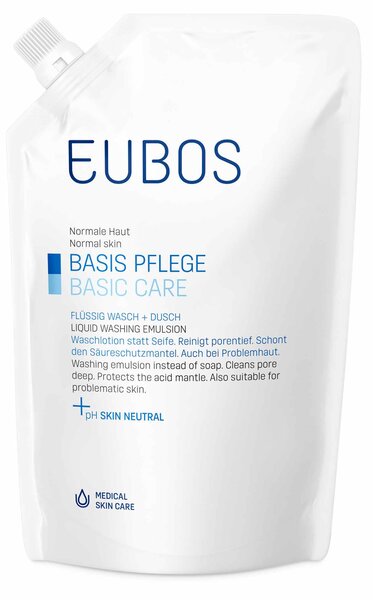 EUBOS Tekutá modrá náplň do umývačky a sprchy Tekuté mydlo 400 ml