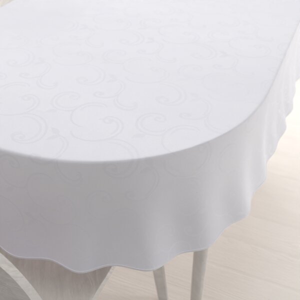 Biante Teflónový oválny obrus TF-100 Biele ornamenty s lístkami 50x100 cm