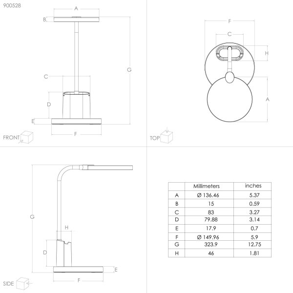 Eglo 900528 - LED Stmievateľná stolná lampa BROLINI LED/2,1W/5V 1500 mAh čierna