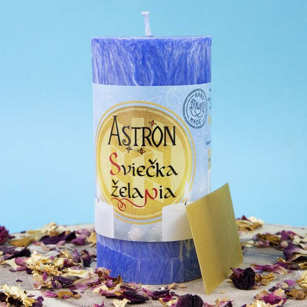 Sviečka želania Astron - valec 11 cm, Modrá