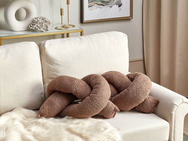 Sada 2 dekoratívnych vankúšov hnedá 172 x 14 cm teddy čalúnenie dekoračný mäkká výplň doplnky dekorácie obývacia izba spálňa