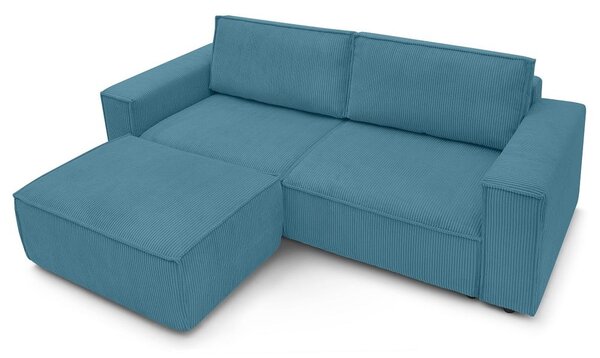 Tyrkysovomodrá menčestrová rozkladacia pohovka 245 cm Nihad – Bobochic Paris