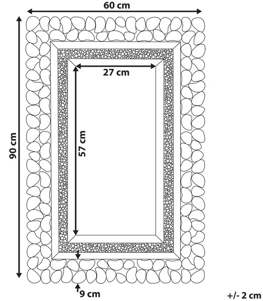 Nástenné zrkadlo strieborná MDF sklo 60 x 90 cm obdĺžnikový tvar lesklý povrch ozdobný rám moderný glamour štýl obývačka spálňa
