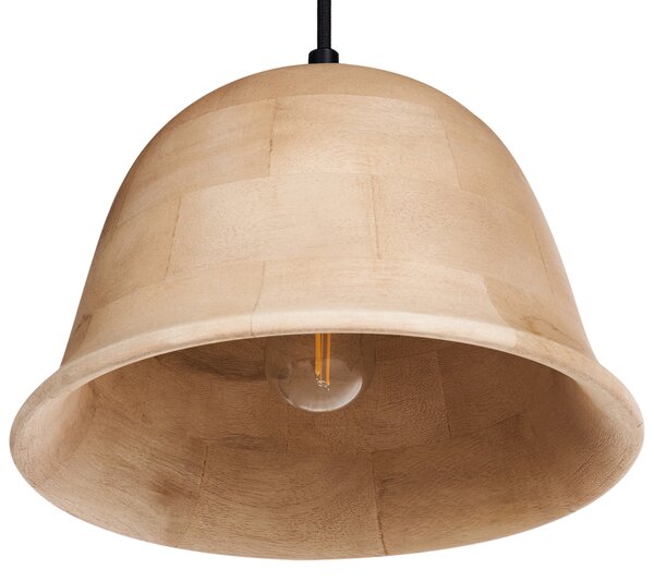 Závesná lampa svetlohnedá mangové drevo okrúhle tienidlo na strop moderný štýl kuchyňa jedáleň