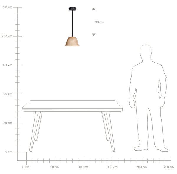 Závesná lampa svetlohnedá mangové drevo okrúhle tienidlo na strop moderný štýl kuchyňa jedáleň