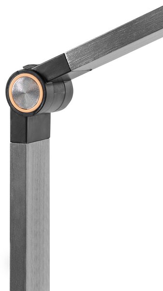 Stolná lampa čierna syntetický materiál 3 režimy teploty svetla plynulý stmievač bezdrôtová nabíjačka nastaviteľné tienidlo kancelária