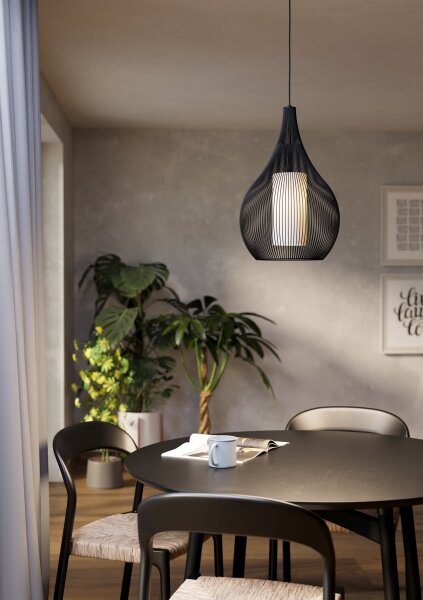 Eglo 900828 - Luster na lanku RAZONI 1xE27/40W/230V čierna