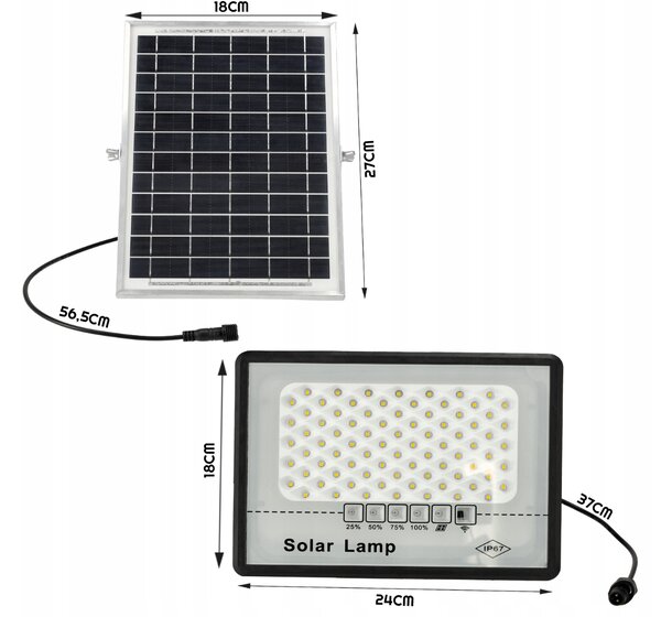 BERGE Solárne LED svietidlo DAKAR - 50W - PIR