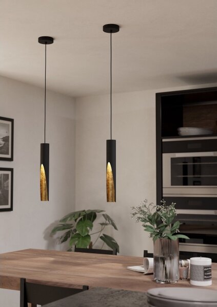 Eglo 900872 - LED Luster na lanku BARBOTTO 1xGU10/4,5W/230V čierna/zlatá