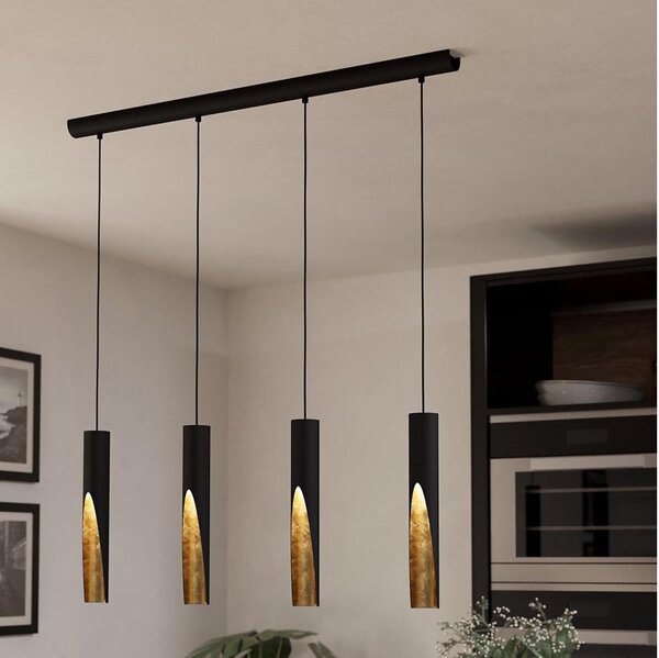 Eglo 900873 - LED Luster na lanku BARBOTTO 4xGU10/4,5W/230V čierna/zlatá