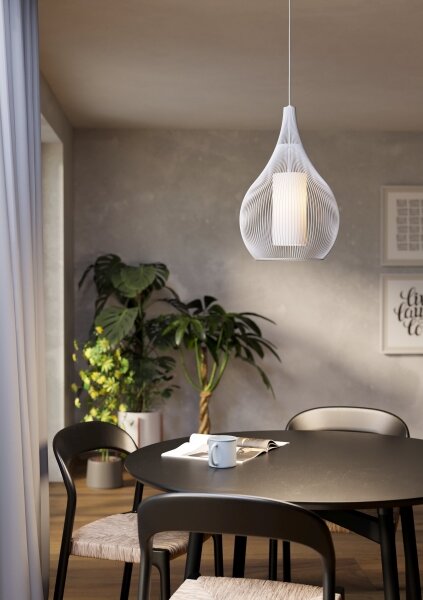 Eglo 900829 - Luster na lanku RAZONI 1xE27/40W/230V biela