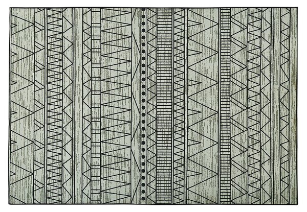Koberec čierno-sivý polyesterový 160 x 230 cm s krátkym vlasom obdĺžnikový s geometrickým vzorom
