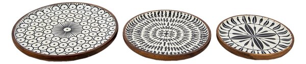 Set 3ks drevený dekoratívny tanier s vrstvou Enamel - Ø 28*2 / Ø 23*2 / Ø 20*2 cm - Clayre & Eef
