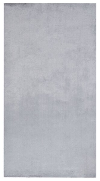 Koberec sivý umelá zajačia kožušina polyester 80 x 150 cm mäkký huňatý s vysokým vlasom obývačka spálňa