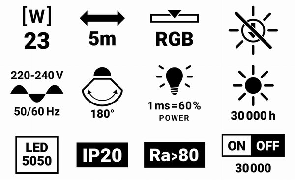 RGB LED pásik s WiFi Bluetooth diaľkovým ovládaním TUYA 5m 23W