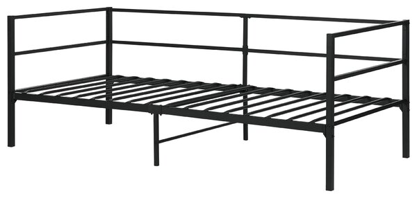 Posteľ čierna kovová 90 x 200 cm posteľný rám s roštom moderný industriálny štýl spálňa