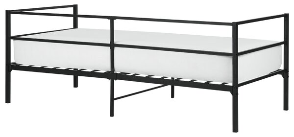 Posteľ čierna kovová 90 x 200 cm posteľný rám s roštom moderný industriálny štýl spálňa