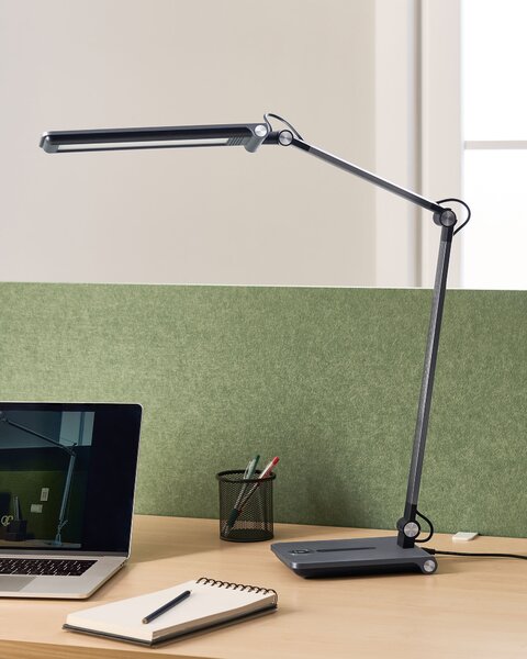 Stolná LED lampa sivá syntetický materiál 3 režimy teploty svetla so stmievačom dotyková nastaviteľná kancelária