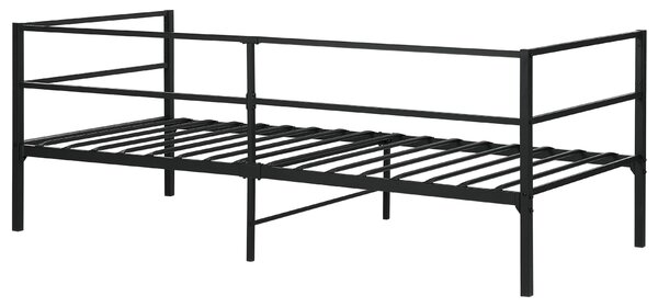 Posteľ čierna kovová 90 x 200 cm posteľný rám s roštom moderný industriálny štýl spálňa