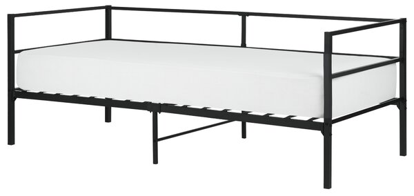 Posteľ čierna kovová 90 x 200 cm posteľný rám s roštom moderný industriálny štýl spálňa
