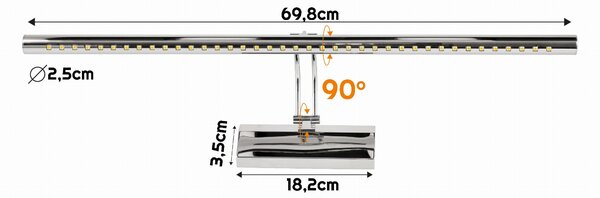 BERGE LED svietidlo kúpeľňové - 70cm - 9W - teplá biela - 3000K