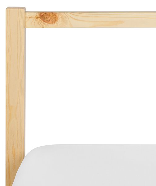Posteľ svetlohnedá borovicové drevo 90 x 200 cm s lamelovým roštom škandinávsky moderný štýl spálňa detská izba