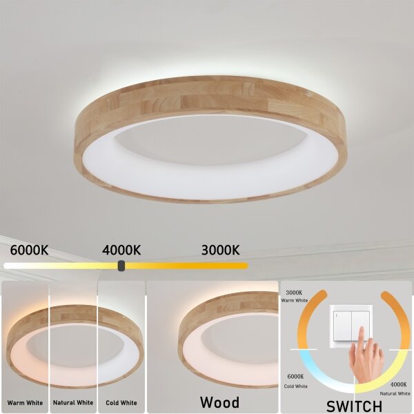 Brilagi-LED Stropné svietidlo FALCON WOOD LED/40W/230V 3000/4000/6000K 60 cm drevo