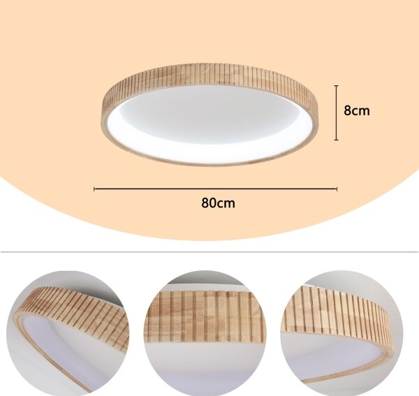 Brilagi - LED stropné svietidlo FALCON WOOD MODERN LED/60W/230V priemer 80 cm, drevené prevedenie