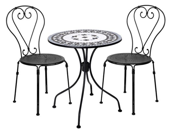 PALAZZO Set záhradného nábytku 2 ks stoličky a 1 ks stôl - modrá/biela/čierna