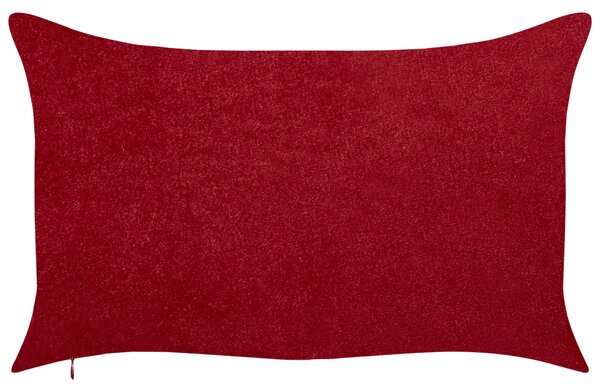 Sada 2 dekoratívnych vankúšov červená polyester tartanový kockovaný vzor vianočný nápis 30 x 50 cm obdĺžnikový tvar dekorácie doplnky