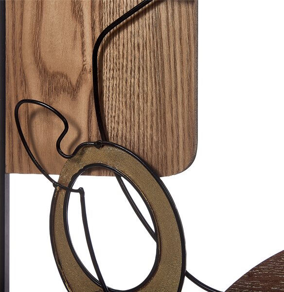 Nástenná dekorácia hnedá železo MDF 50 x 50 cm abstraktný motív ženská tvár ručná výroba moderný minimalistický štýl doplnky